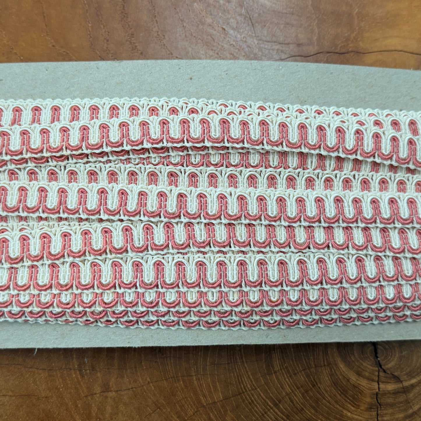 Dusty Rose & Cream Scroll Gimp Braid Trim