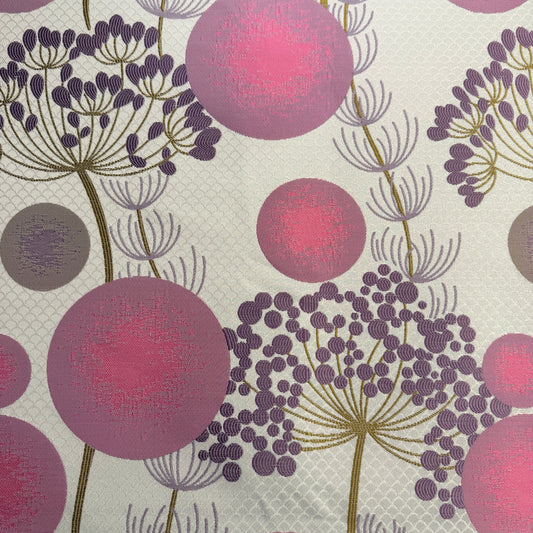 Pink & Mauve Dandelion Orbs Jacquard fabric remnant