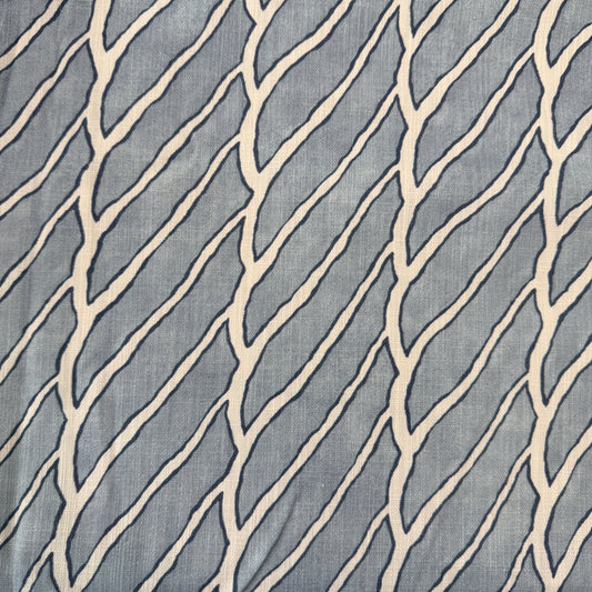 Ballard Designs Morgan Blue Geometric Stripe Print fabric remnant