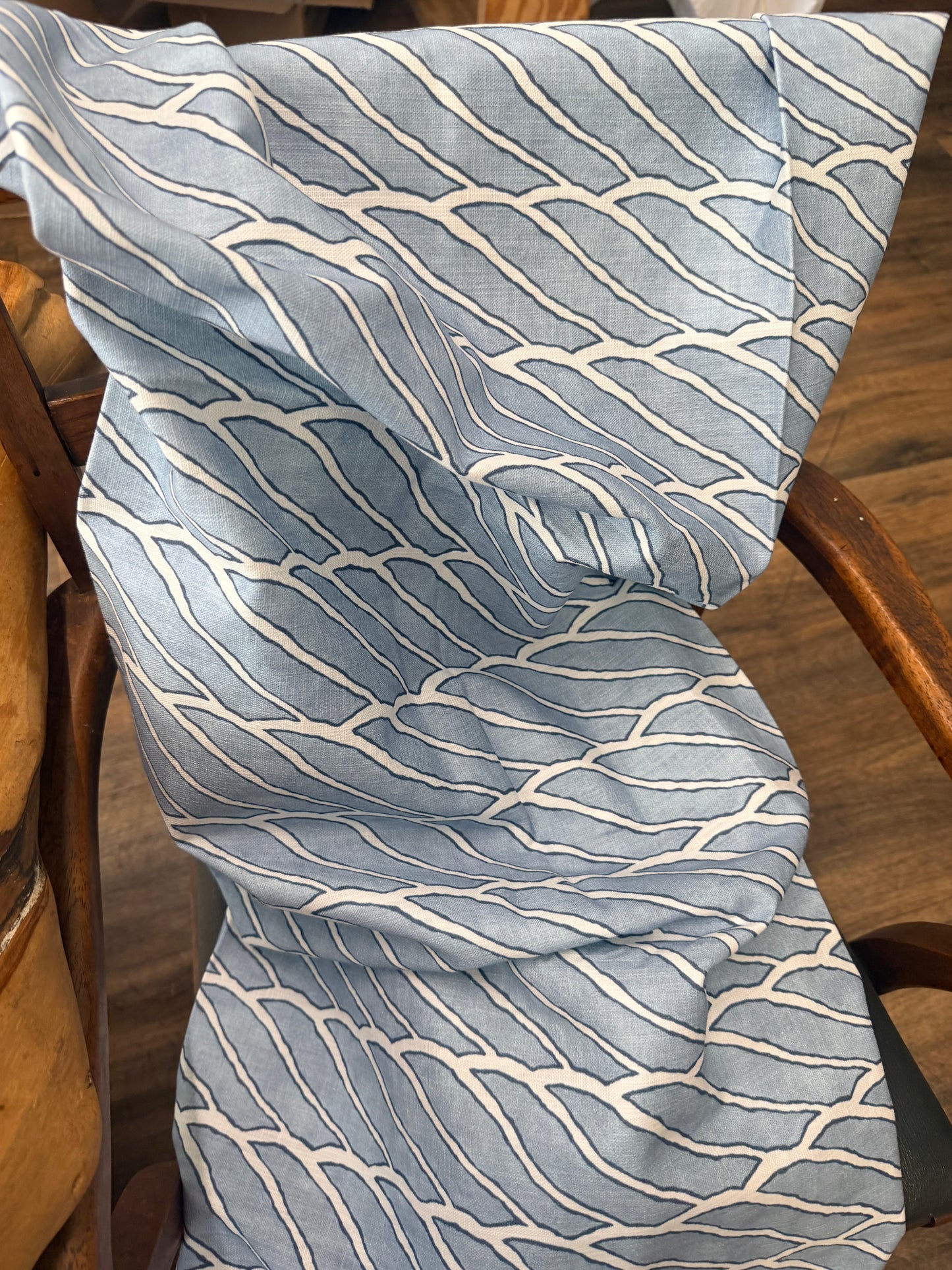 Ballard Designs — Morgan Blue Geometric Stripe Print — 2 Yards