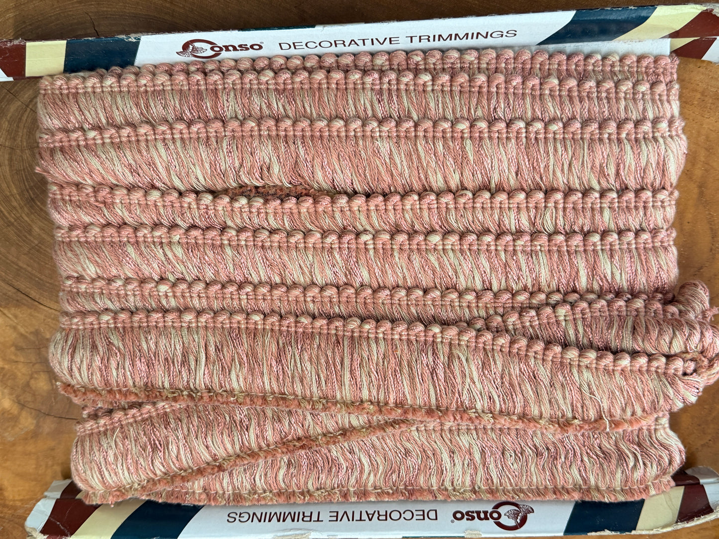 Conso Decorative Trimmings | Dusty Rose Cream Loop Fringe Trim