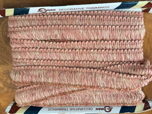 Conso Decorative Trimmings | Dusty Rose Cream Loop Fringe Trim