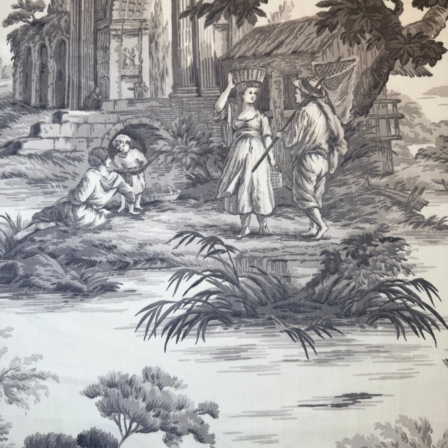 Sepia Toile de Jouy Pastoral River Scene | 8 Yards