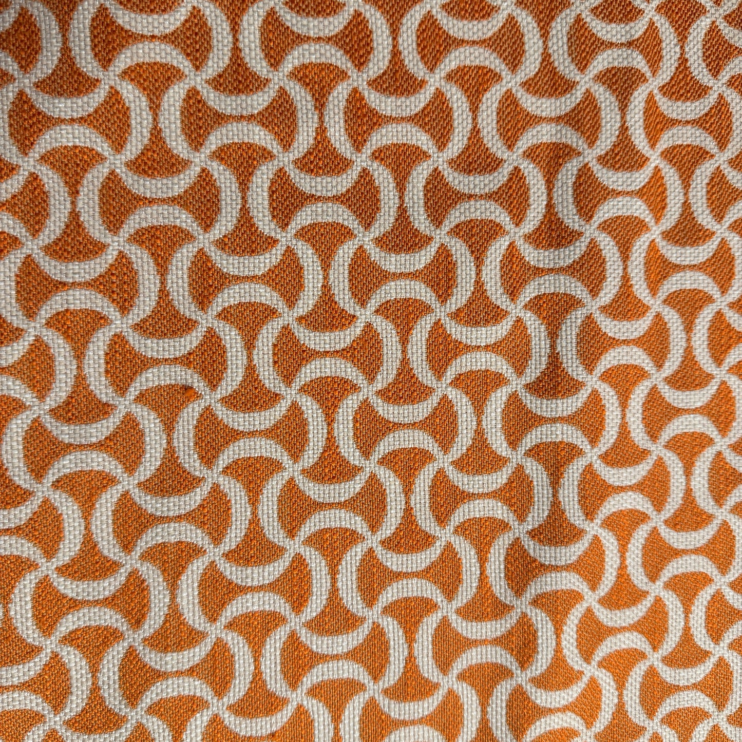 Regal Fabrics |  Squiggle Collection: Orange & Ivory Geometric Jacquard | 4 Yards